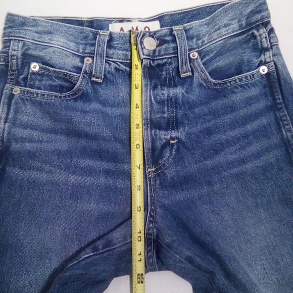 AMO Women's Blue Factory Distressed Raw Hem Jeans Size 24 - Picture 6 of 8
